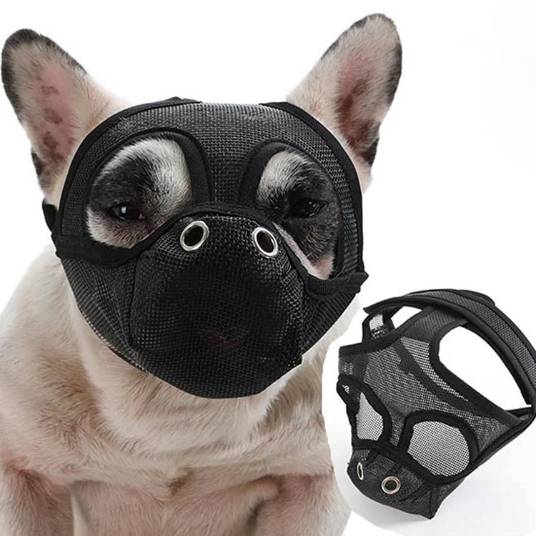 Bulldog Mouth Cover Flat Face Dog Anti-Eat Anti-Bite Drinkable Water Mouth Cover L(Black) - Image 2