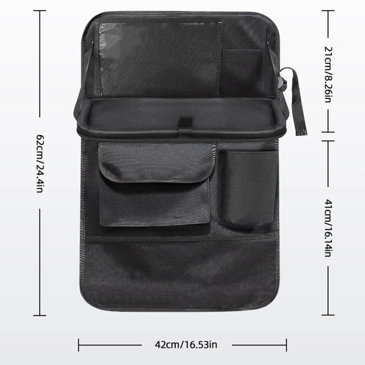 BY-1608 Oxford Cloth Car Seat Back Storage Bag Foldable Vehicle Dining Table Backseat Organizer - Image 11