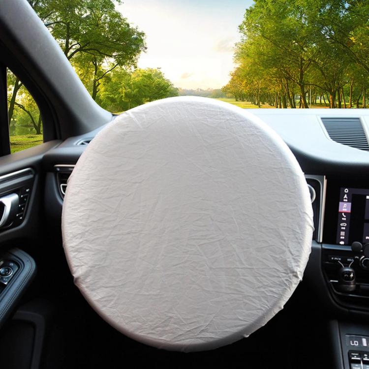 BY-1761 42cm Universal Sun Protection Heat Wheel Cover 190T Silver Coated Fabric Steering Wheel Sun Shade Cover(Silver)
