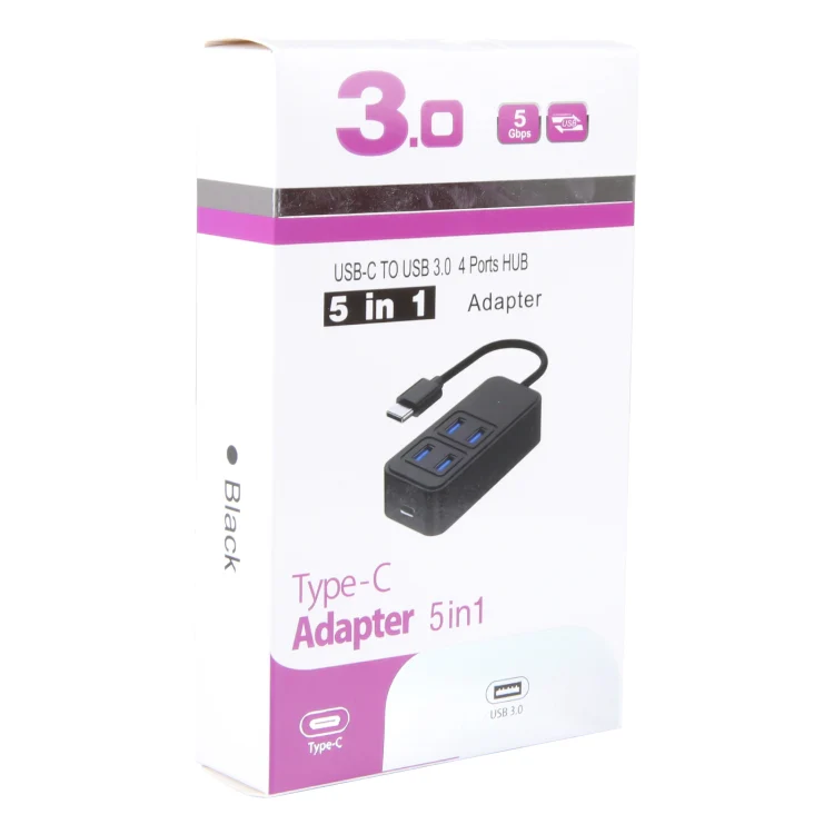 BYL-1901T 5 in 1 USB-C / Type-C to USB3.0x4+USB-C / Type-C HUB Adapter - Image 5