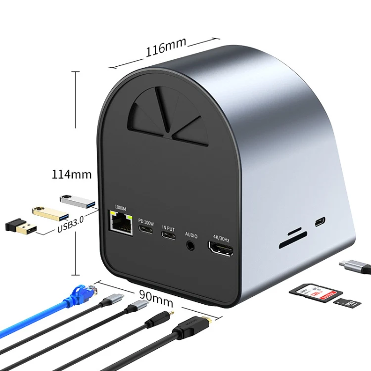 BYL-2211 10 in 1 USB-C / Type-C HUB Adapter, Support Phone Charger - Image 3