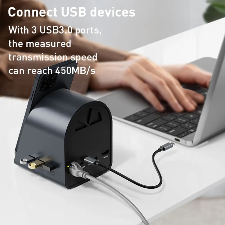 BYL-2211 10 in 1 USB-C / Type-C HUB Adapter, Support Phone Charger - Image 4