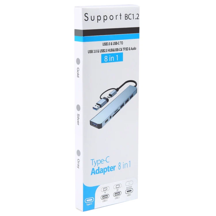 BYL-2218TU 8 in 1 USB + USB-C / Type-C to USB Multifunctional Docking Station HUB Adapter - Image 4