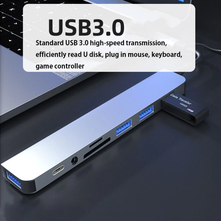 BYL-2218TU 8 in 1 USB + USB-C / Type-C to USB Multifunctional Docking Station HUB Adapter - Image 7
