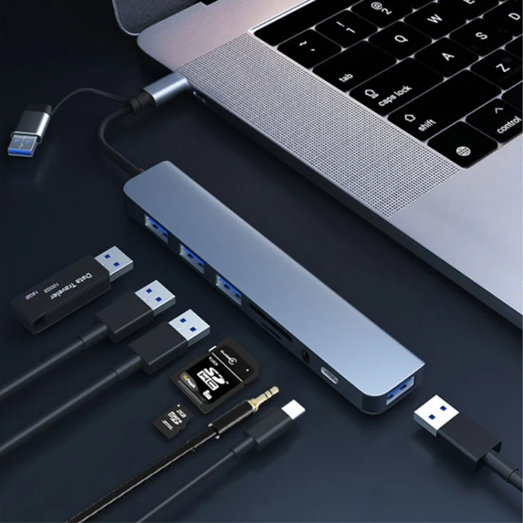BYL-2218TU 8 in 1 USB + USB-C / Type-C to USB Multifunctional Docking Station HUB Adapter - Image 9