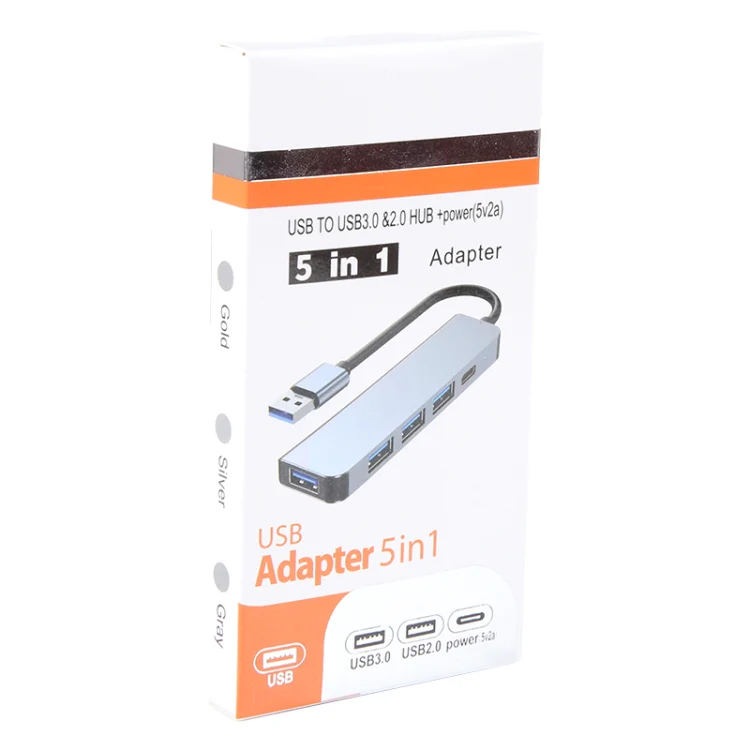 BYL-2301U 5 in 1 USB to USB3.0+USB2.0x3+USB-C / Type-C HUB Adapter, Cable Length: 10cm - Image 6