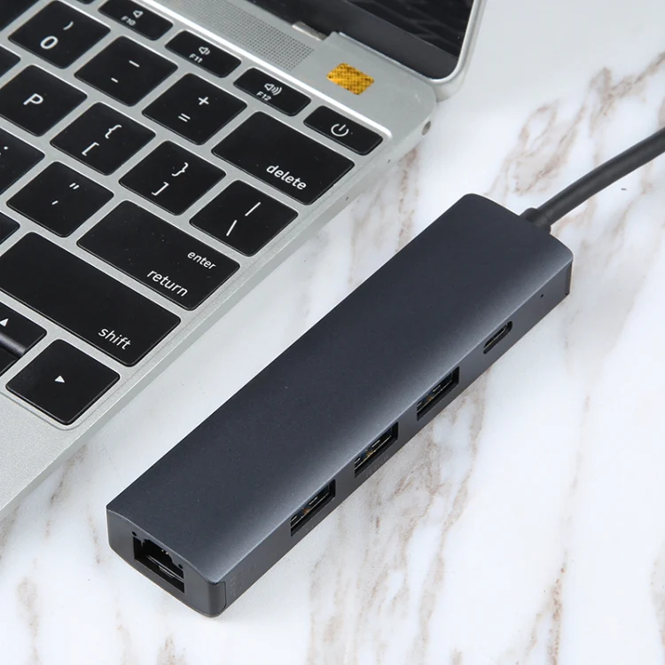 BYL-2302 5 in 1 USB-C / Type-C to USB Multifunctional Docking Station HUB Adapter with 1000M Network Port - Image 4