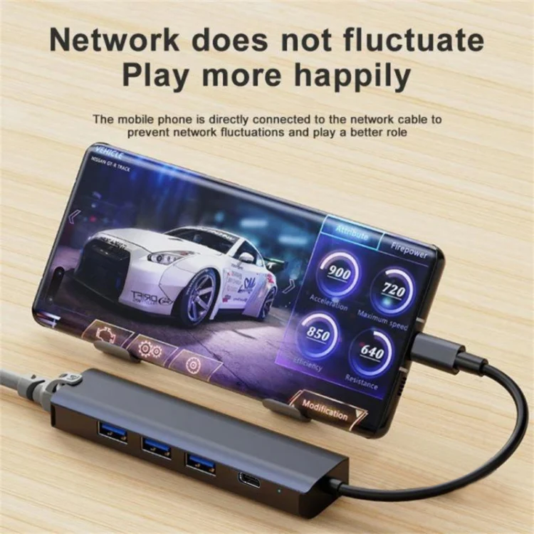 BYL-2302 5 in 1 USB-C / Type-C to USB Multifunctional Docking Station HUB Adapter with 1000M Network Port - Image 5
