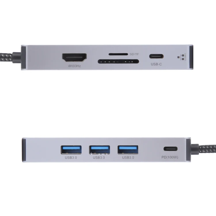 BYL-2318 9 in 1 USB-C / Type-C to USB3.0+Type-C+1000M Ethernet+HDTV+SD / TF Dual Card Slot Docking Station(Grey) - Image 5