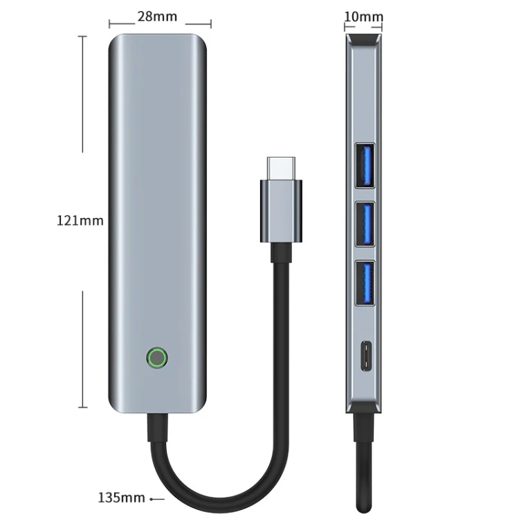 BYL-2319 5 in 1 USB-C / Type-C to USB3.0+USB-C / Type-C+HDTV Multi-function Docking Station(Grey) - Image 3