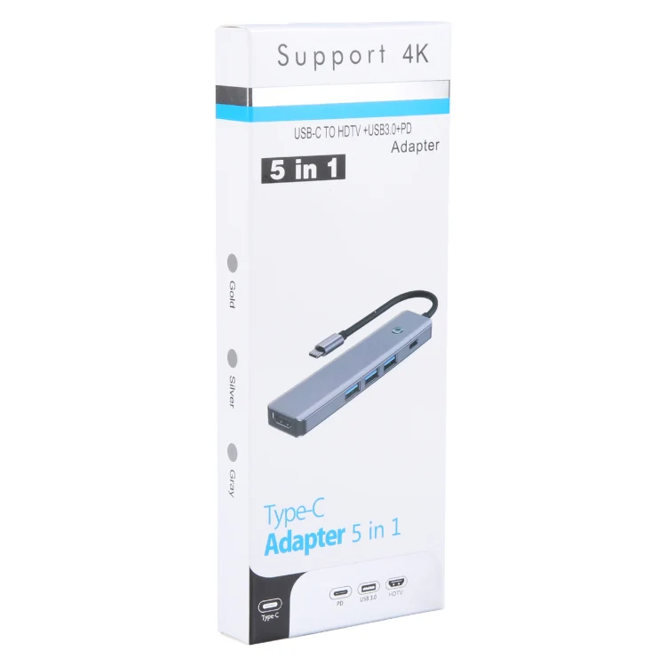 BYL-2319 5 in 1 USB-C / Type-C to USB3.0+USB-C / Type-C+HDTV Multi-function Docking Station(Grey) - Image 8