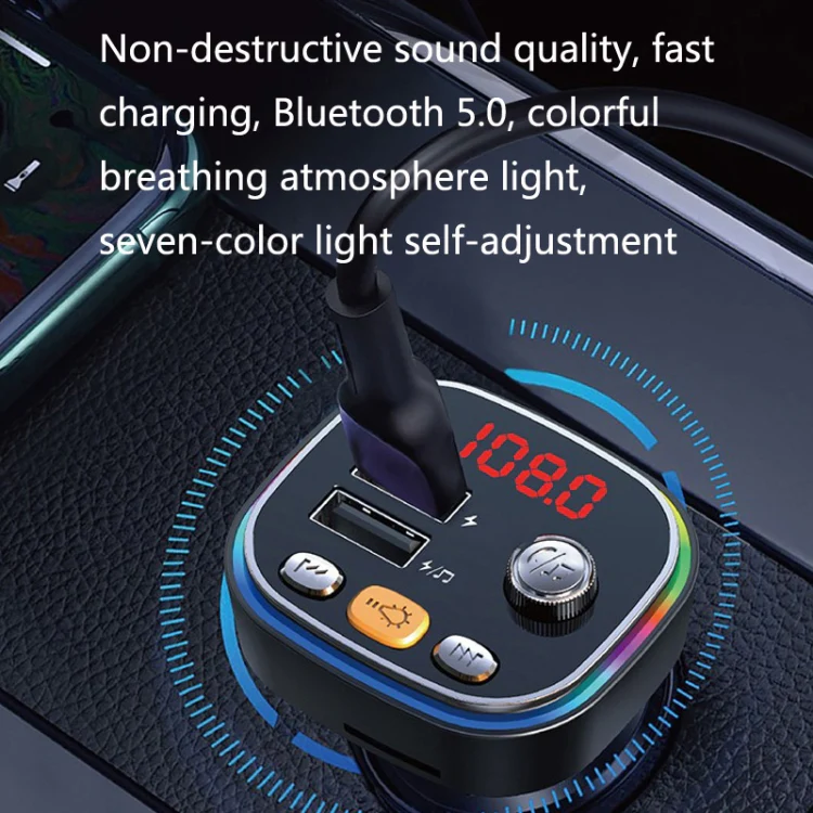 C20 USB Car Bluetooth MP3 Music Player With Colorful Lights - Image 6