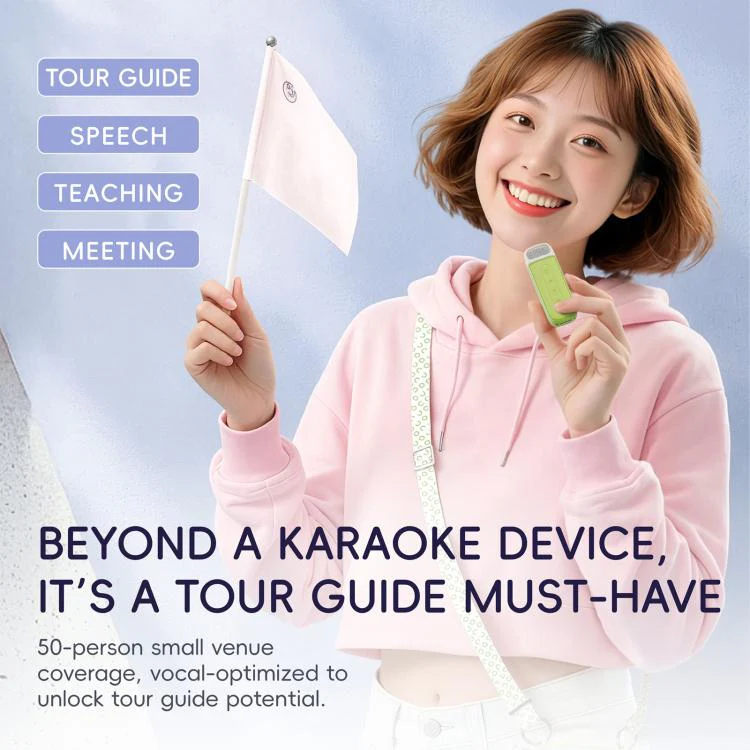 C22 Portable Karaoke Wireless Speaker with Microphone and Shoulder Strap(Pink) - Image 3