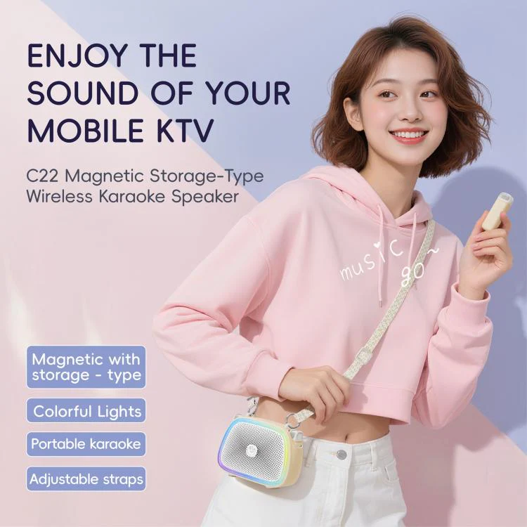 C22 Portable Karaoke Wireless Speaker with Microphone and Shoulder Strap(Purple) - Image 2