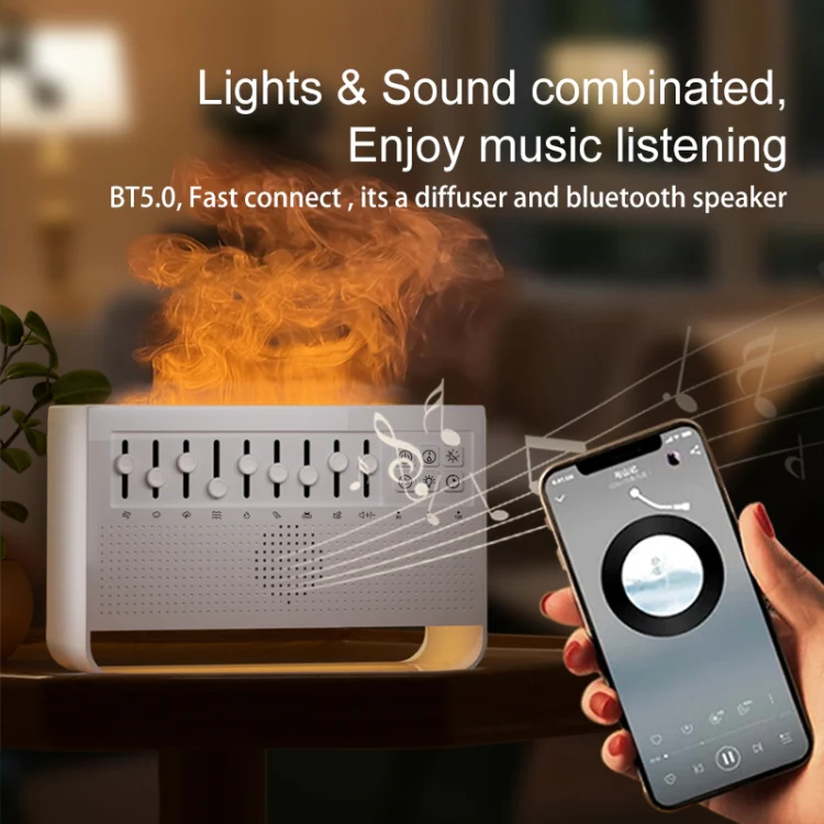 C221 Bluetooth White Noise Flame Aromatherapy Machine Home Desktop Humidifier(English Version) - Image 10