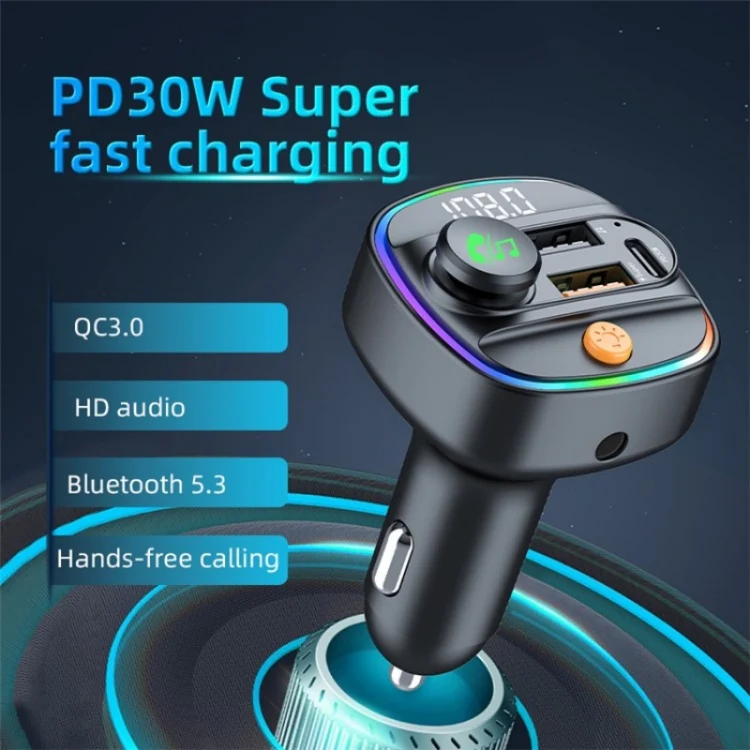 C4S Digital Display Car PD 30W+QC 3.0 Car Charger Audio MP3 Player FM Transmitter - Image 2