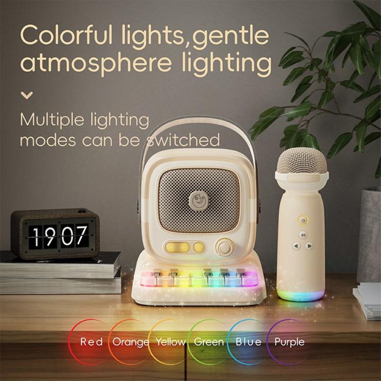 C60 Mini Bluetooth-compatible Karaoke Speaker with Piano Keyboard and Wireless Microphone(Pale Green) - Image 10