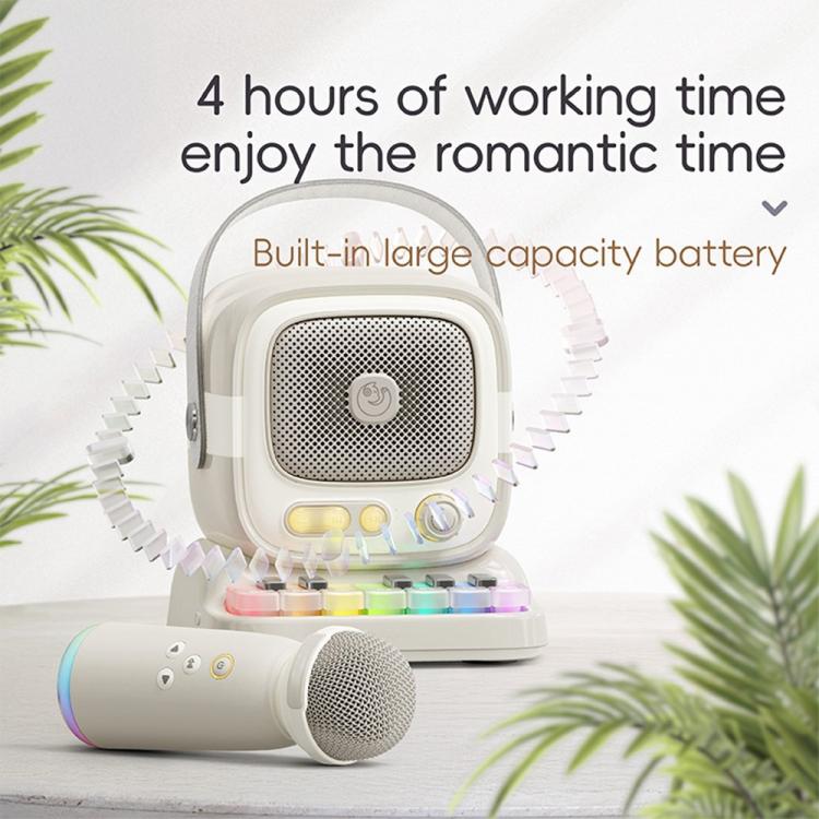 C60 Mini Bluetooth-compatible Karaoke Speaker with Piano Keyboard and Wireless Microphone(Pink) - Image 11