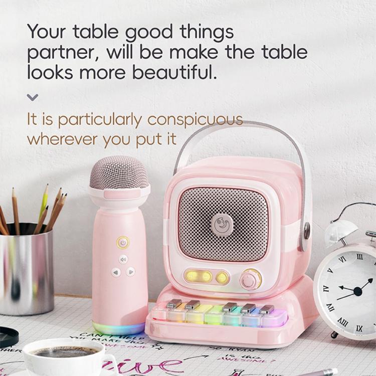 C60 Mini Bluetooth-compatible Karaoke Speaker with Piano Keyboard and Wireless Microphone(Yellow) - Image 7