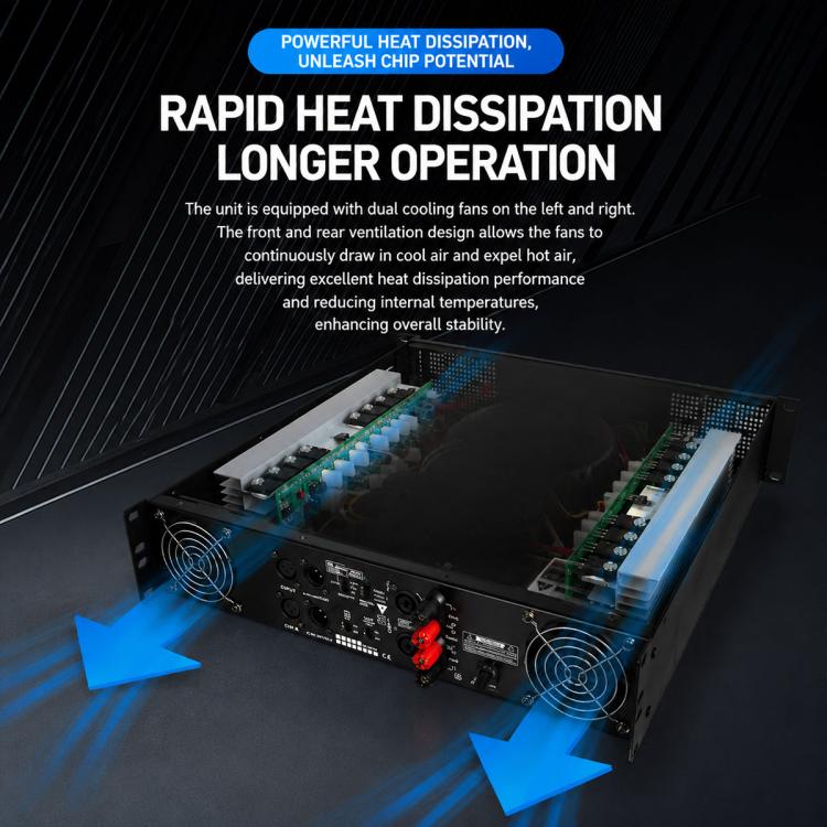 CA18 2400W Stage Dual-Channel Pure Audio Power Amplifier(UK Plug) - Image 8