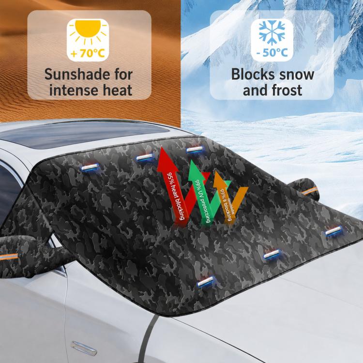 Camouflage Thickened Windproof Car Snow Shield Magnetic Windshield Snow & Sun Cover, Size: Small - Image 9