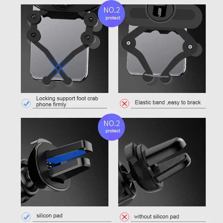 Car Air Outlet Six-claw Gravity Mobile Phone Holder Bracket (Black) - Image 9