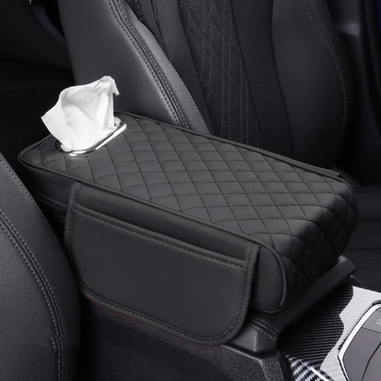Car Armrest Box Booster Pad Widened Interior Tissue Box, Color: Black