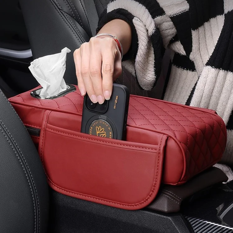 Car Armrest Box Booster Pad Widened Interior Tissue Box, Color: Black - Image 8