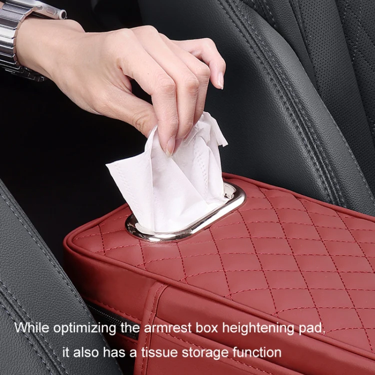 Car Armrest Box Booster Pad Widened Interior Tissue Box, Color: Brown - Image 6