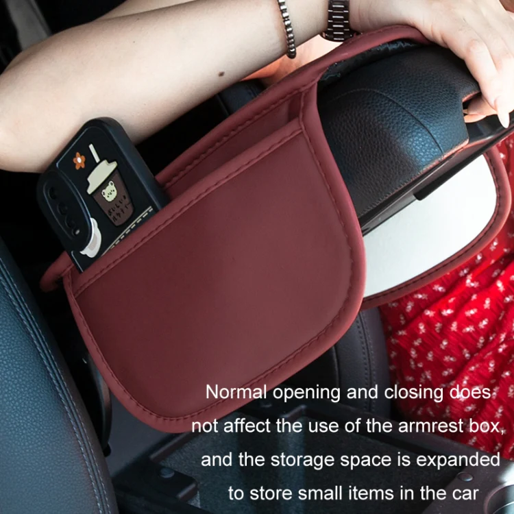 Car Armrest Box Leather Storage Heightening Pad(Red) - Image 6