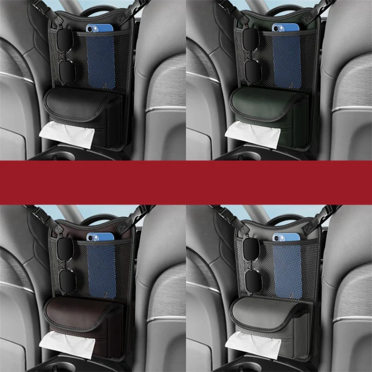 Car Between Seats Organizer Multifunctional Storage Bag Front And Back Dual Usage Tissue Box(Brown) - Image 7