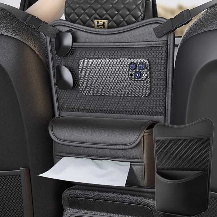 Car Between Seats Organizer Multifunctional Storage Bag Front And Back Dual Usage Tissue Box(Grey) - Image 2