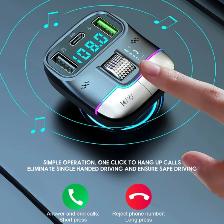 Car Bluetooth MP3 Player Fast Charging Charger(Black) - Image 13