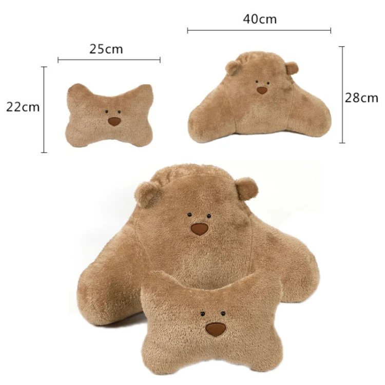 Car Cartoon Bear Plush Seat Upholstery Pillow, Color: Lumbar Pillow White - Image 3