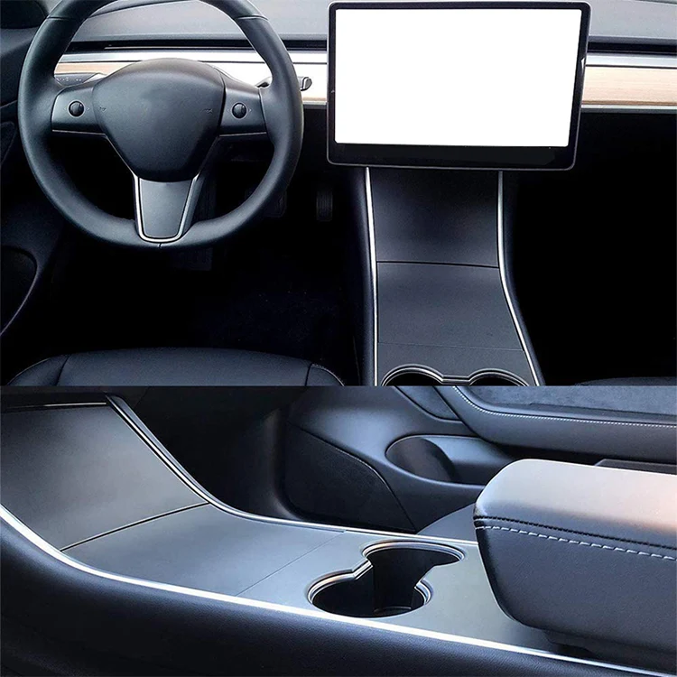 Car Central Control Panel Film Scratch-proof PVC Decorative Sticker for Tesla Model 3 before 2021(Matte Black) - Image 8