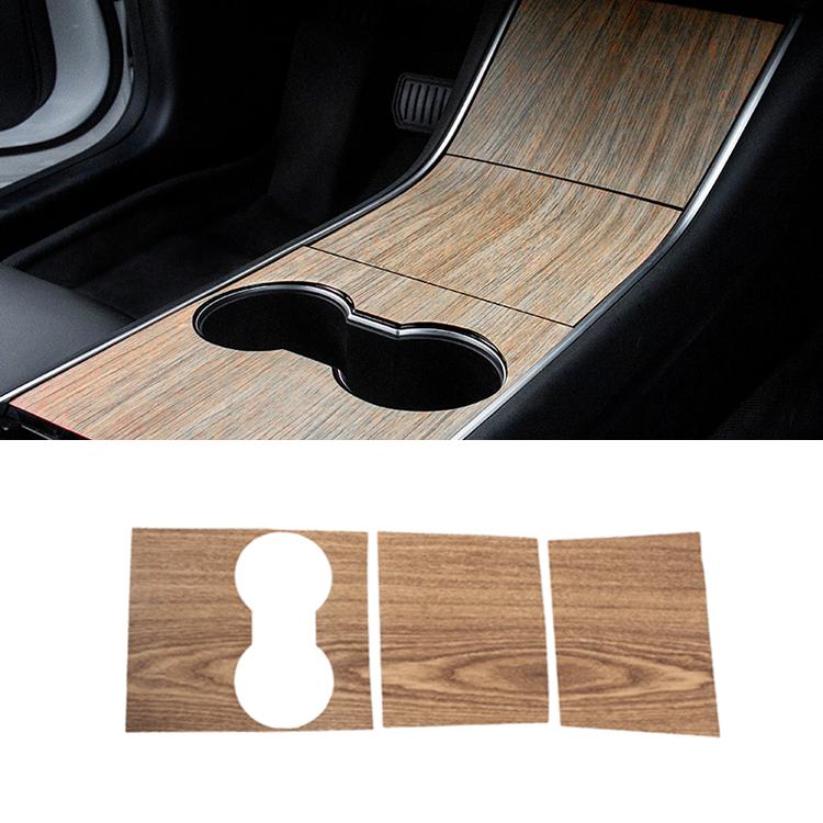 Car Central Control Panel Film Scratch-proof PVC Decorative Sticker for Tesla Model 3 before 2021(Wood)
