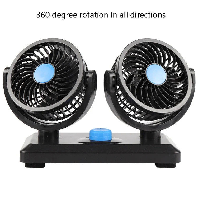 Car Fan Portable Mini Adjustable Car Double-Headed Electric Fan, Colour: Blue 12V Cigarette Lighter - Image 3