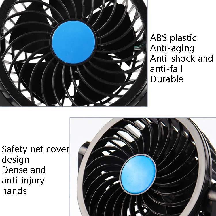 Car Fan Portable Mini Adjustable Car Double-Headed Electric Fan, Colour: Blue 12V Cigarette Lighter - Image 4