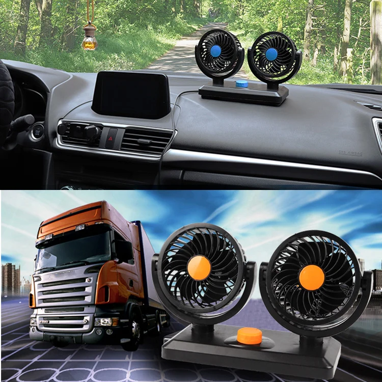 Car Fan Portable Mini Adjustable Car Double-Headed Electric Fan, Colour: Blue USB Universal - Image 2