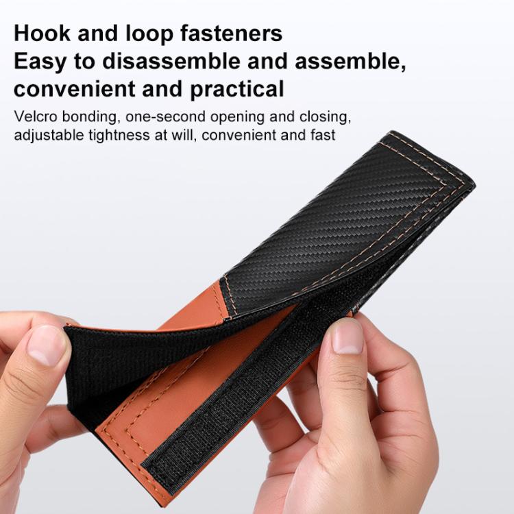 Car Leather Carbon Fiber Stitching Seat Belt Shoulder Guard(Brown) - Image 8