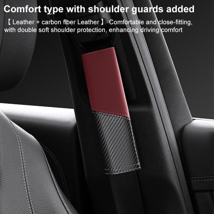 Car Leather Carbon Fiber Stitching Seat Belt Shoulder Guard(Orange) - Image 3