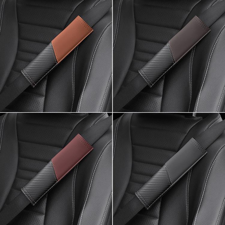 Car Leather Carbon Fiber Stitching Seat Belt Shoulder Guard(White) - Image 10