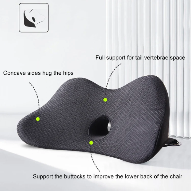 Car Memory Foam Breathable Lumbar Cushion (Black) - Image 2