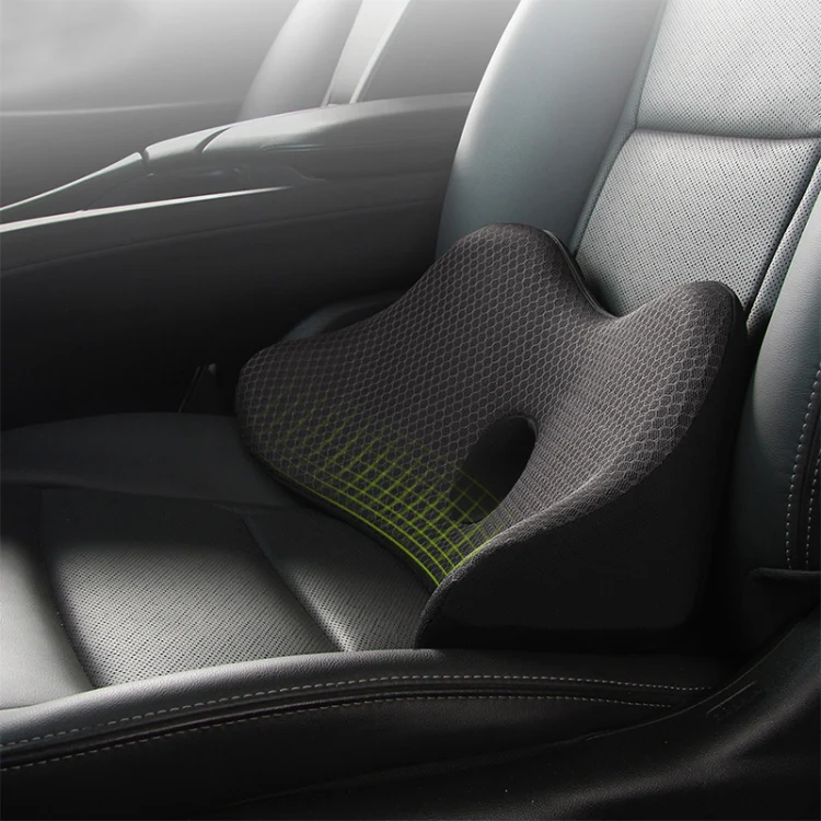 Car Memory Foam Breathable Lumbar Cushion (Red) - Image 8