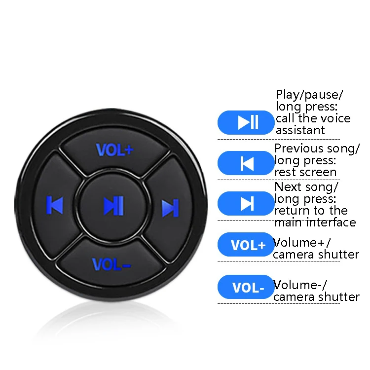 Car Mobile Phone Remote Control Bluetooth Wireless Multimedia Button Remote Control Music Playback Selfie, Colour: Black - Image 3
