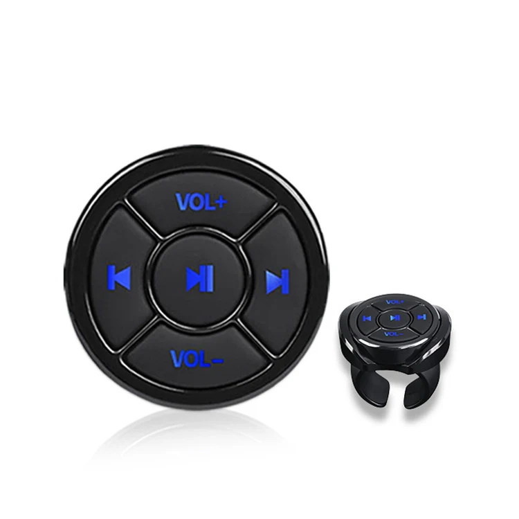 Car Mobile Phone Remote Control Bluetooth Wireless Multimedia Button Remote Control Music Playback Selfie, Colour: Black With Buckle - Image 2