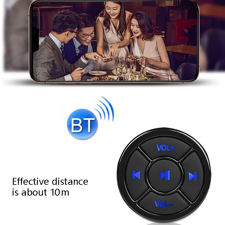 Car Mobile Phone Remote Control Bluetooth Wireless Multimedia Button Remote Control Music Playback Selfie, Colour: Black With Buckle - Image 5