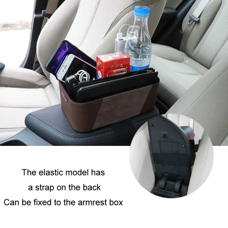 Car Multifunctional Dashboard Armrest Box Water Cup Storage Box, Color: Large Brown - Image 3