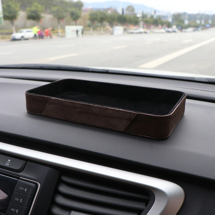 Car Multifunctional Dashboard Armrest Box Water Cup Storage Box, Color: Large Brown - Image 4