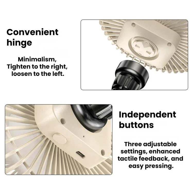 Car Rear Headrest Silent Three-speed Adjustable Cooling Fan(Beige Plug-in) - Image 4
